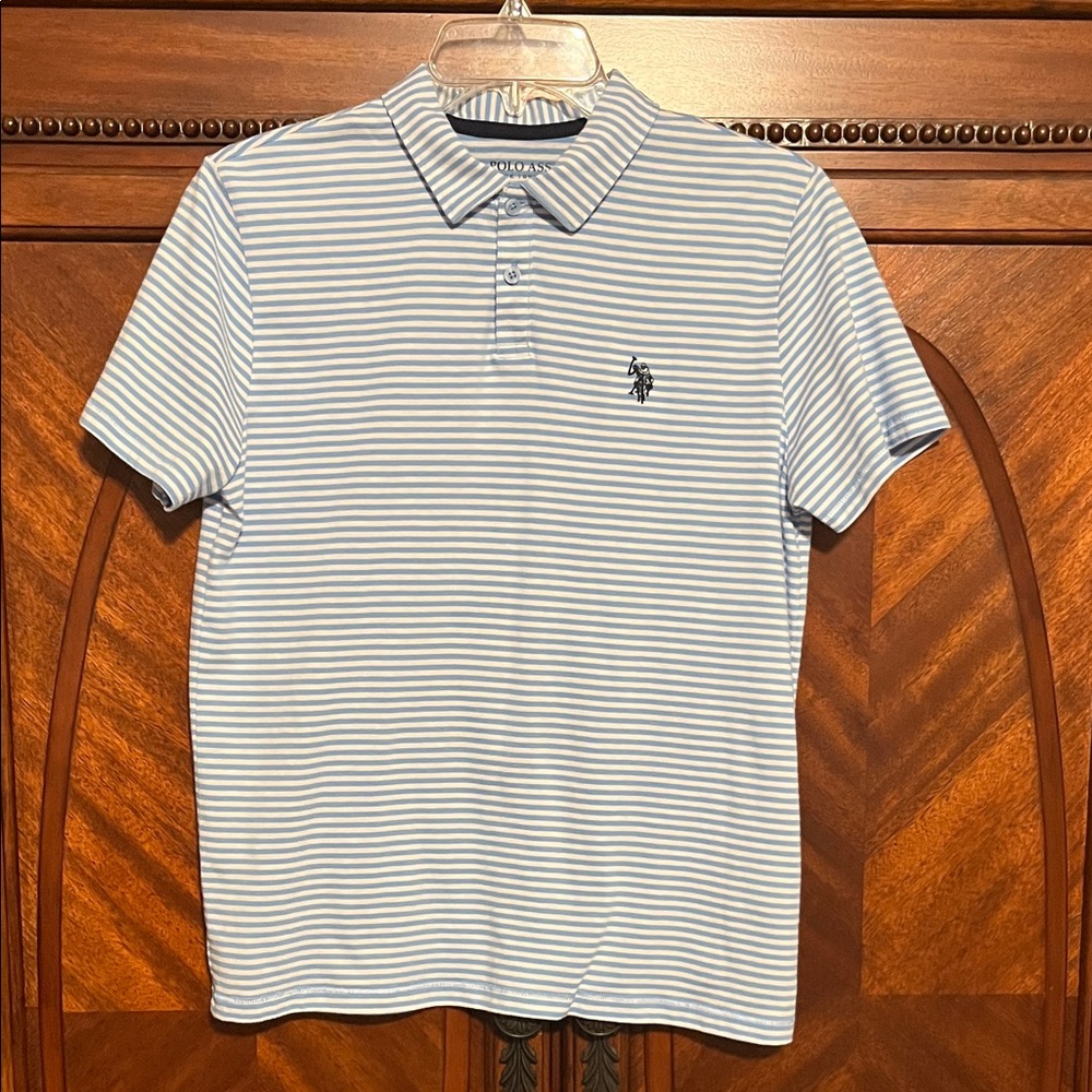 U.S. Polo Assn Boy’s Light Blue & White Striped Polo